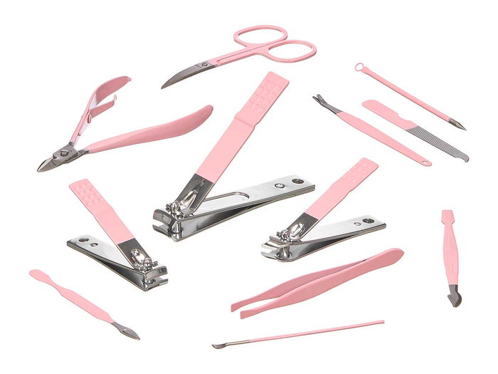 BERILO Coffret de pédicure pour femmes assorti (12 pièces, Rosa + Verde)