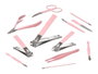 BERILO Coffret de pédicure pour femmes assorti (12 pièces, Rosa + Verde)