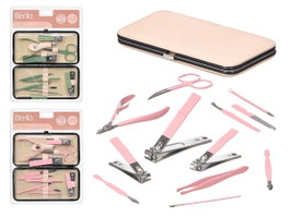 BERILO Coffret de pédicure pour femmes assorti (12 pièces, Rosa + Verde)