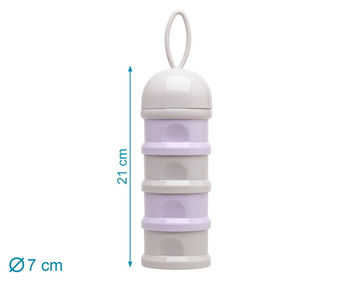 KioKids Kiokids Little Sauvages - Dosificateur de lait en poudre 4 compartiments 85 ml avec entonnoir et poignée, couleur lavande, en polypropylène