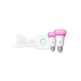 Philips Hue Kit de démarrage Secure avec 2 ampoules E27 White et Color Ambiance et capteurs WCA