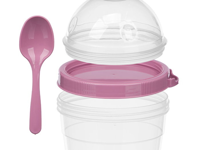 Leknes Récipient Plastique 500ml avec Cuillère Sorte Assorti Couleurs 11x14x10cm (Set de 24)