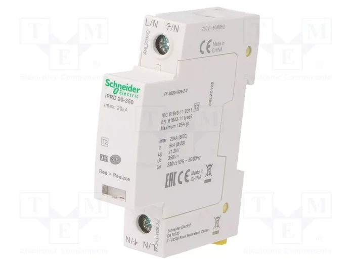 Schneider Electric ACTI9 Limiteur de surtensions Type 2, 1 pôle, rail DIN Schneider Electric ACTI9 Limiteur de surtensions Type 2, 1 pôle, rail DIN
