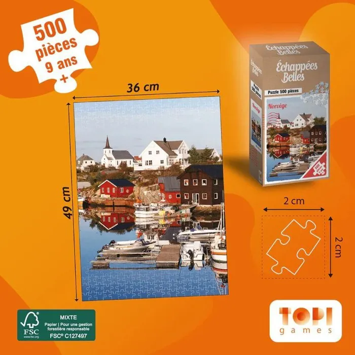 Topi Games Puzzle Échappées Belles Norvège - 500 pièces - Dès 7 ans
