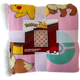 Pokemon Plaid Sherpa Pikachu Évoli Rotary - 100 x 150 cm