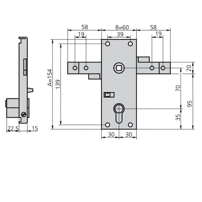 CVL Serrure 11b pour portes basculantes avec poignée CVL Serrure 11b pour portes basculantes avec poignée