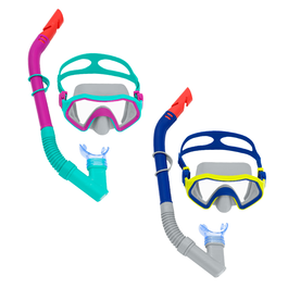 Bestway 24025 Masque et Tuba Junior avec Vanne de Purge pour Enfants +7 Ans Plage et Piscine
