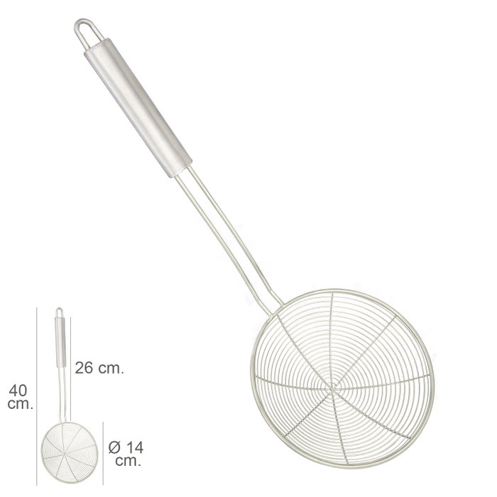 ORYX Espumadera en acier inoxydable Ø 14 cm avec manche rond 26 cm ORYX Espumadera en acier inoxydable Ø 14 cm avec manche rond 26 cm