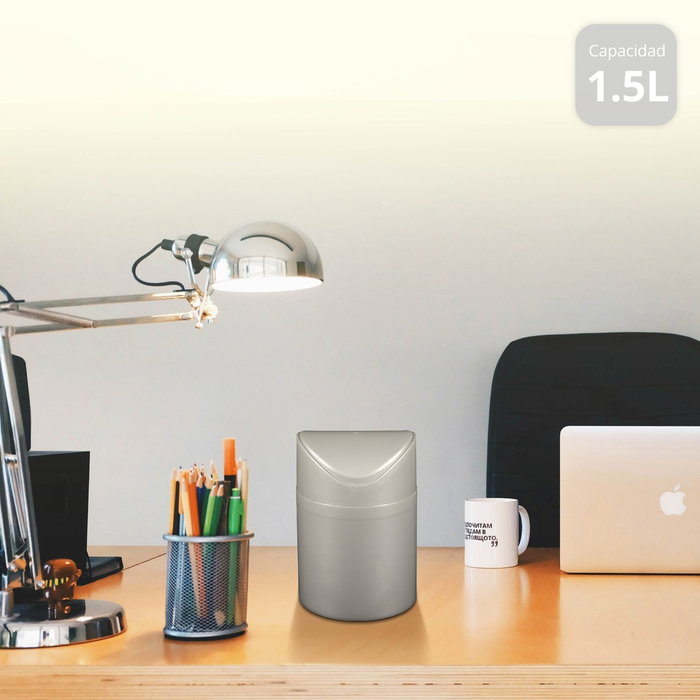 Dovelis Lot de 9 poubelles de bureau 1,5L Argent