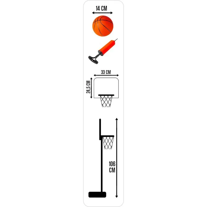 Panier de basket enfant Marvel Spidey avec support 106 cm - Jeu de développement avec ballon et pompe - Montage sans outils