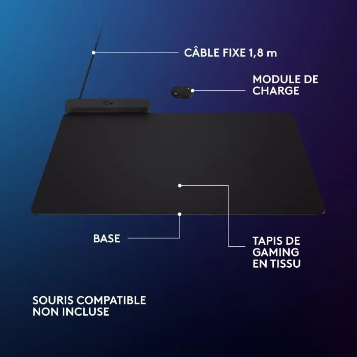 Logitech 947-000003 Support de Recharge sans Fil Wireless Charger G Powerplay 2 - Noir