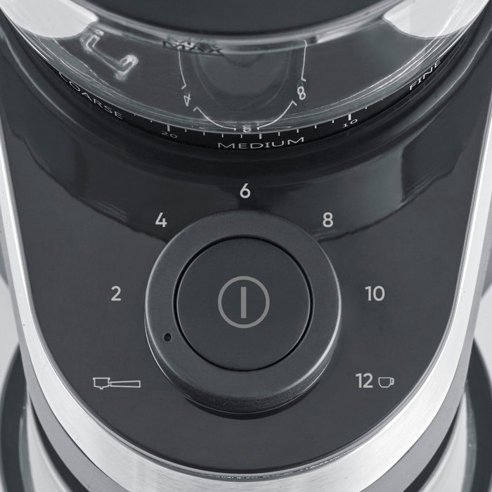 Severin KM 3880 - Moulin à café noir/brossé inox avec 30 niveaux de mouture