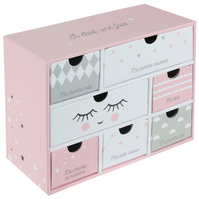Home Deco Kids Boîte à souvenirs bébé avec 7 tiroirs