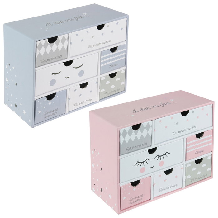 Home Deco Kids Boîte à souvenirs bébé avec 7 tiroirs