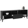 FMD Meuble TV et Hi-Fi Lowboard noir, 153.5 x 52 x 31.5 cm (L x H x P), 5 compartiments, tiroir, verre trempé, fabriqué en Allemagne
