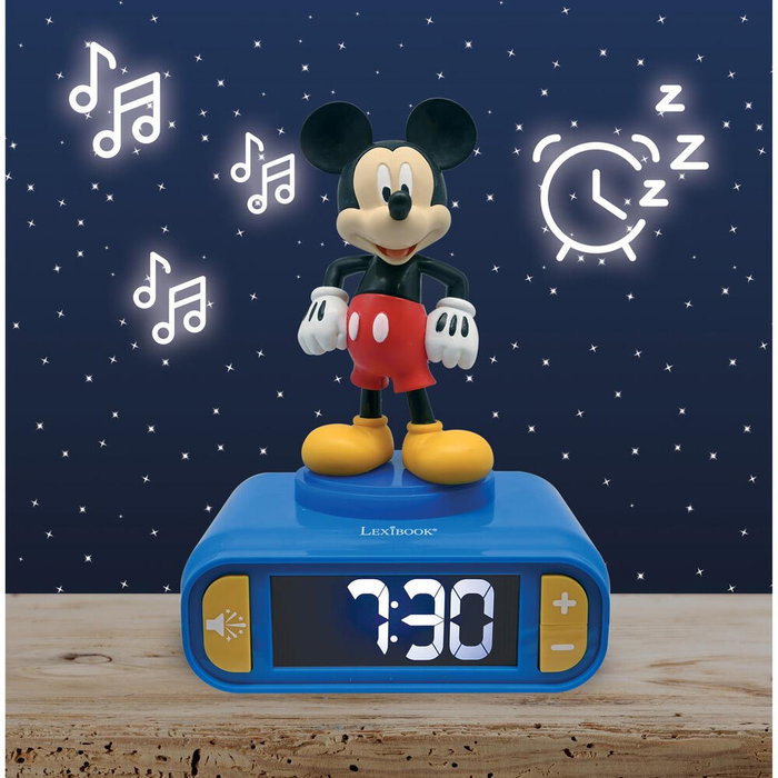 Lexibook Réveil veilleuse Mickey Mouse 3D Bleu et noir
