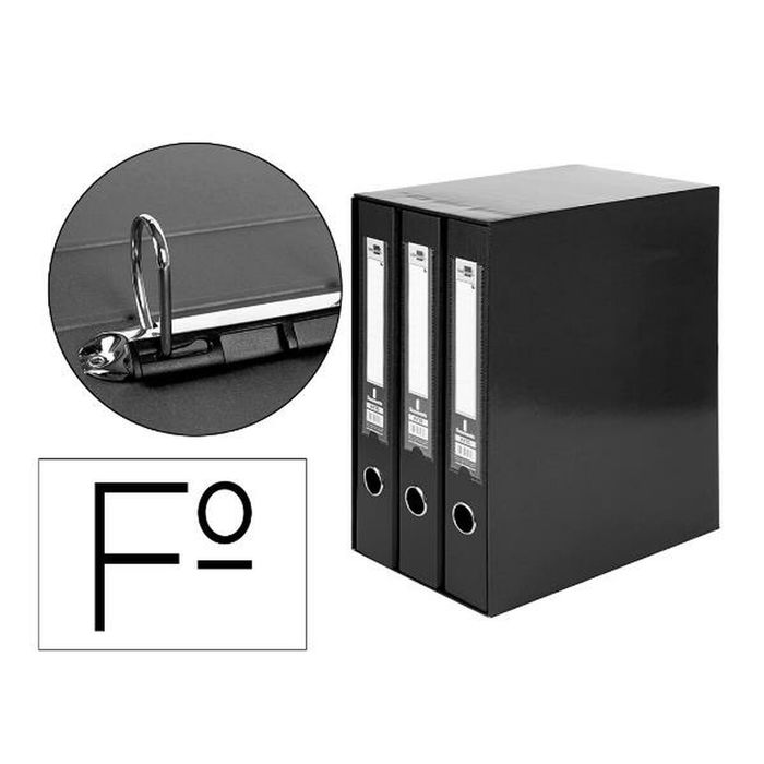 Reliure à anneaux Liderpapel MD32 A4 Noir 3 Unités Reliure à anneaux Liderpapel MD32 A4 Noir 3 Unités