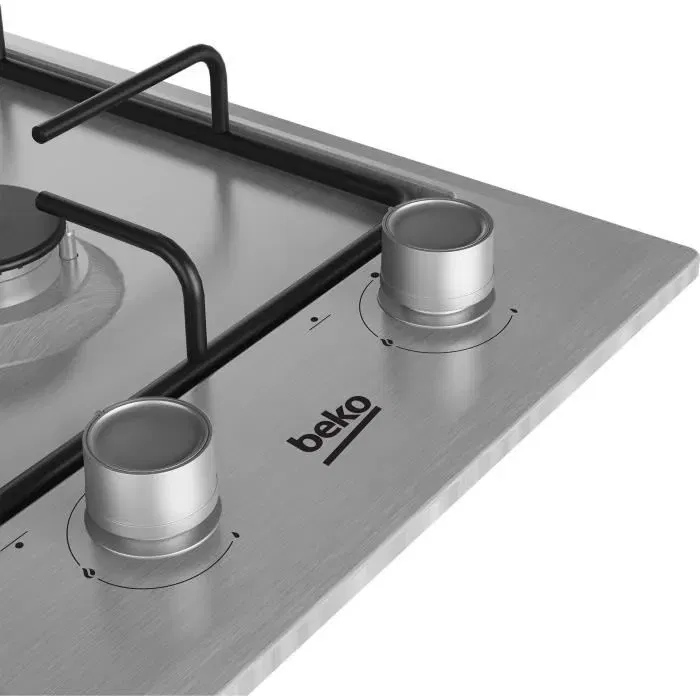 BEKO HDCG32220FX - Table de cuisson gaz, 2 foyers, 30 cm, Inox, allumage intégré