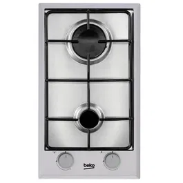 BEKO HDCG32220FX - Table de cuisson gaz, 2 foyers, 30 cm, Inox, allumage intégré