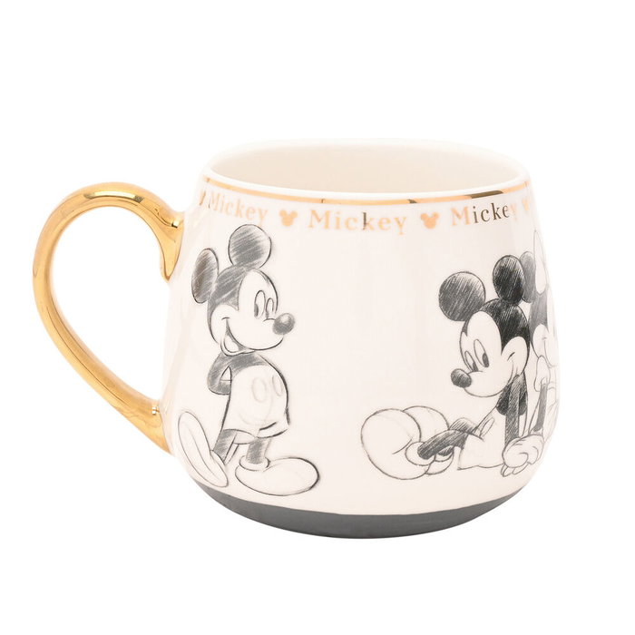 WIDDOP & CO Tasse à thé Mickey Disney en porcelaine avec illustrations esquissées et détails dorés