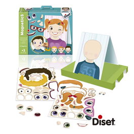 Diset Magnetics Expresiones 63247 - P'tit Genie Jeu Magnétique Tableau Double Face avec Pièces Visages et Expressions - Apprentissage des Émotions - À Partir de 3 Ans