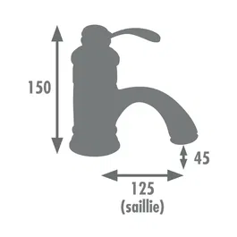 Edouard Rousseau Mitigeur de lavabo BYRON design rétro chromé - Cartouche céramique 40 mm, bec fixe - Longueur 125 mm