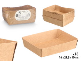 Kinvara Lot de 15 Plateaux de Service Kraft, 23,5 x 18 x 8,8 cm, Papier Marron (Set de 24)