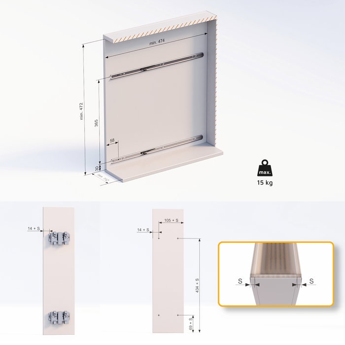 Emuca Porte-bouteilles extractible SupraMax, module 150mm, chromé