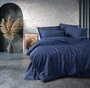 Parure de lit 1 personne - 1 housse de couette 140 x 200 cm + 1 taie d'oreiller 60 x 60 cm - 100% coton renforcé - Bleu foncé