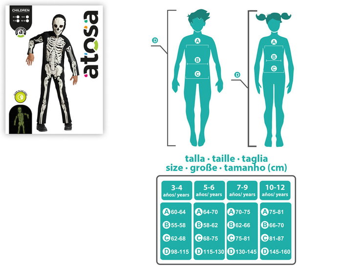 Déguisement Squelette Luminiscent pour Garçon 10-12 Ans avec Masque, Effet Fluorescent dans le Noir - Halloween Déguisement Squelette Luminiscent pour Garçon 10-12 Ans avec Masque, Effet Fluorescent dans le Noir - Halloween