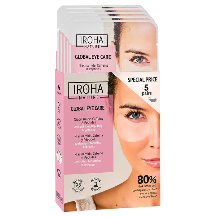 IROHA Pack Global de Soins des Yeux 5 patchs - Tonifie, Dégonfle et Éclaircit