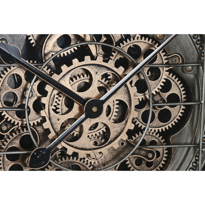 Horloge Murale Home ESPRIT Doré Argenté Verre Fer Vintage 66,5 x 8,5 x 66,5 cm