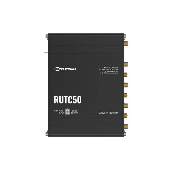 Teltonika Networks RUTC50 Routeur 5G LTE avec WiFi 6 Dual-Band, Ports Gigabit Ethernet, Dual SIM et GNSS pour Traçage de Position Teltonika Networks RUTC50 Routeur 5G LTE avec WiFi 6 Dual-Band, Ports Gigabit Ethernet, Dual SIM et GNSS pour Traçage de Position