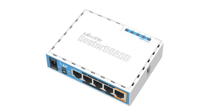 MikroTik hAP, Point d'Accès WiFi Gigabit - 4 Ports LAN, PoE In/Out, USB, Licence Niveau 4 - AP Domestique et Petit Bureau