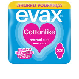 Evax COTTONLIKE Serviettes hygiéniques normales avec ailettes, 32 unités