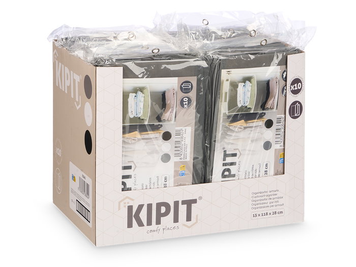 Kipit Organisateur d'Armoire 10 Cavités Assortis 28x4.5x16 cm (Set de 24)