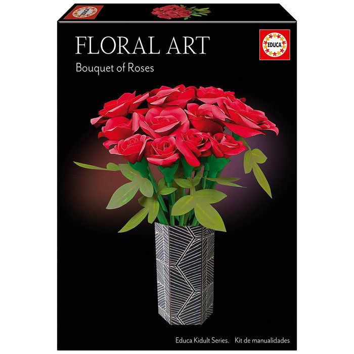 Educa Kit d'Art Floral Ramo De Rosas 20139 - Création de 12 Roses Rouges en Papier Sans Colle ni Ciseaux - Loisir Créatif Écologique - À Partir de 6 Ans
