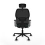 Chaise Alfera Synchro 4 positions tissu Vert foncé Maille Noir Base en nylon noir Accoudoir 1D Appui-tête 2D Roulettes 65mm nylon
