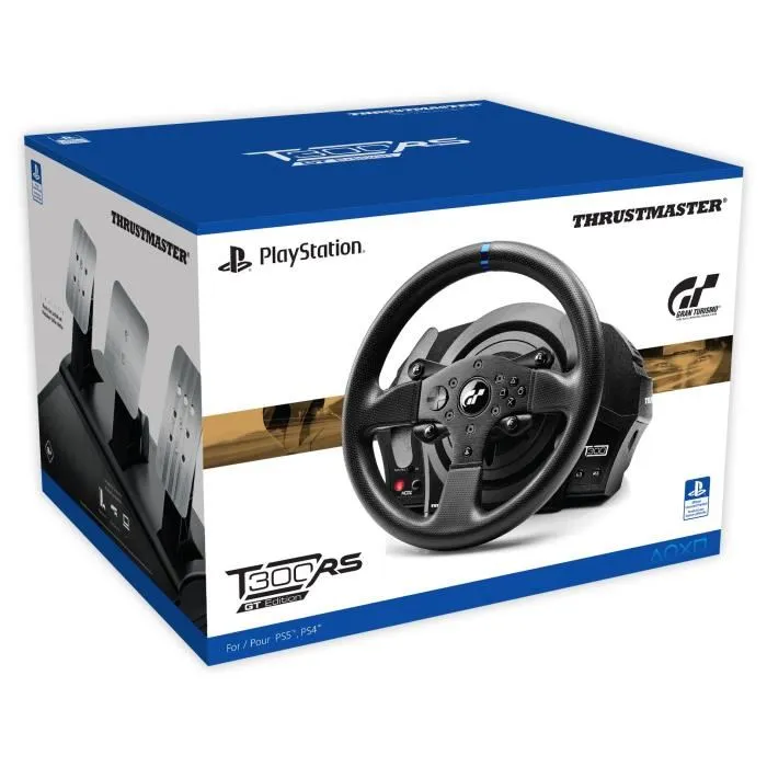 Thrustmaster 4160681 Volant de course T300 RS GT Edition, Force Feedback, Plateau Ferrailles 28 cm, Noir pour PS5, PS4, PC