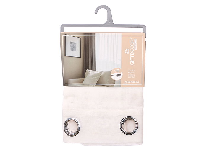 Giftdecor Rideau Blanc Transparent 34x27 cm (140x260 cm) Tissu Polyester Lin (Set de 6)