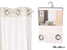 Giftdecor Rideau Blanc Transparent 34x27 cm (140x260 cm) Tissu Polyester Lin (Set de 6)