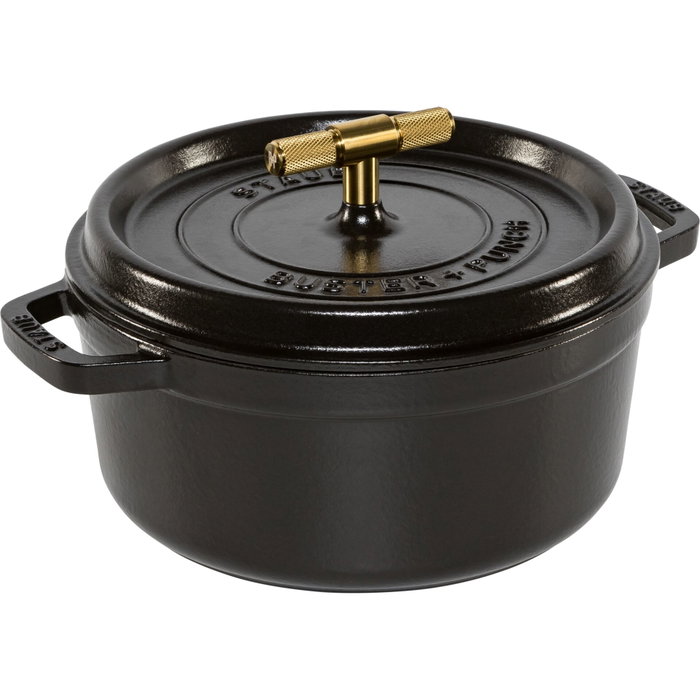 Staub Cocotte Buster & Punch 24 cm ronde, noire en fonte Staub Cocotte Buster & Punch 24 cm ronde, noire en fonte