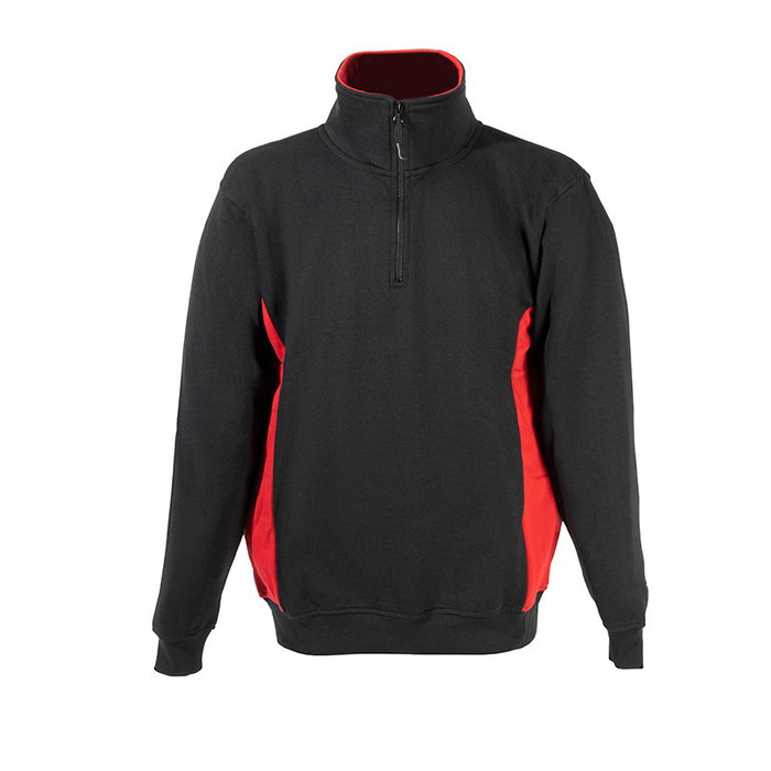 DUVER Sweatshirt bicolore noir et rouge avec fermeture éclair Talla M