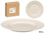 VESSIA Plat à dessert en porcelaine relief rayures 20,5 cm blanc