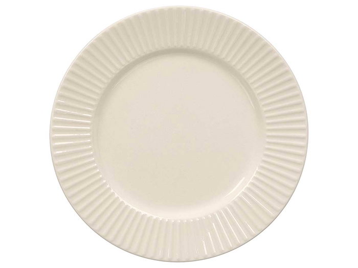 VESSIA Plat à dessert en porcelaine relief rayures 20,5 cm blanc VESSIA Plat à dessert en porcelaine relief rayures 20,5 cm blanc