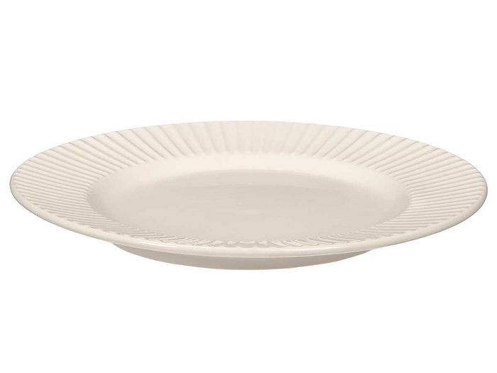 VESSIA Plat à dessert en porcelaine relief rayures 20,5 cm blanc VESSIA Plat à dessert en porcelaine relief rayures 20,5 cm blanc
