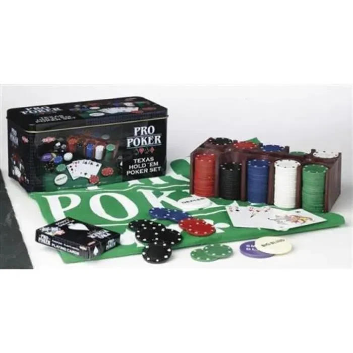Tactic - Coffret Métal Pro Poker - Jeu de cartes Texas Hold'em complet avec 200 jetons et boîte métallique - A partir de 11 ans