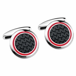 CHOPARD Boutons de manchette Classic Racing Mille Miglia en acier inoxydable gris avec bord rouge