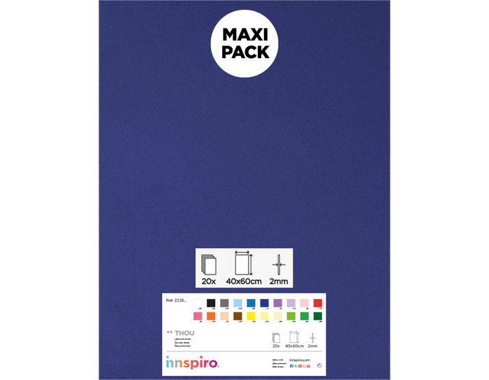 Innspiro Goma EVA bleu fort, 20 feuilles de 40x60 cm x 2 mm Innspiro Goma EVA bleu fort, 20 feuilles de 40x60 cm x 2 mm
