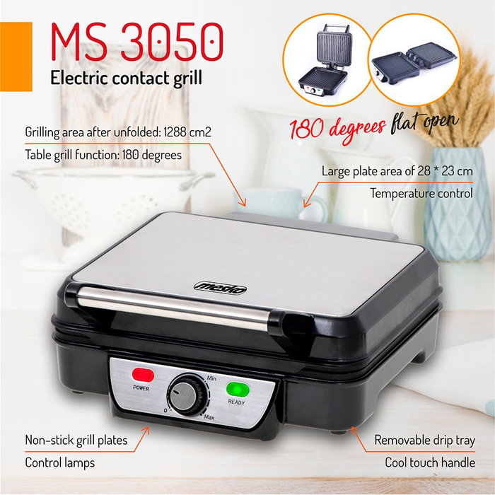 Mesko MS3050 Grill multifonction inox et noir 2500 W